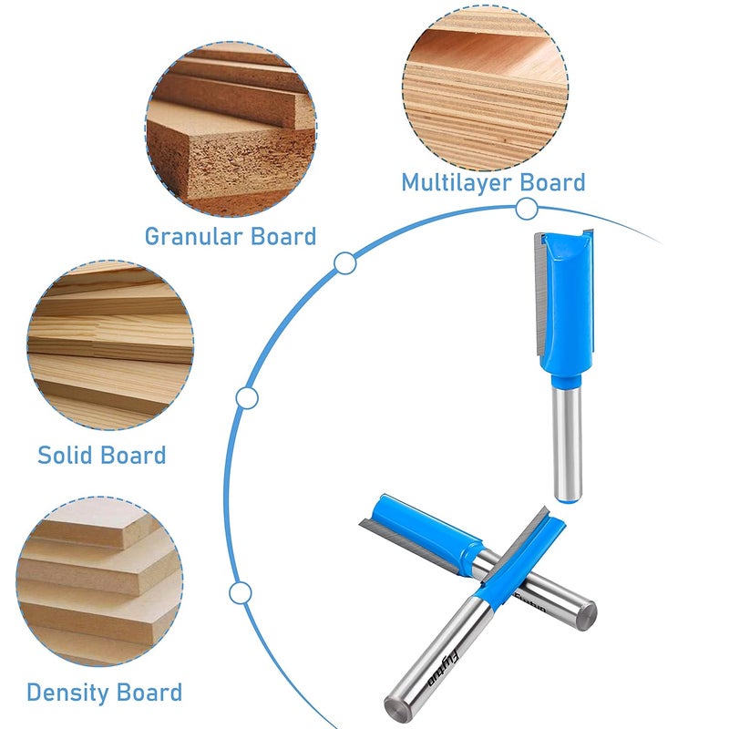 Flytuo Straight Dado Cut Router Bit 1/4 Shank, 3PCS Double Flute Plywood Straight Cut Router Bit Set for Create Groove, Dado with Diameter 1/4", 3/8", 1/2" - Image 5